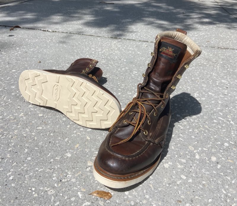 Leather work boot with a fresh new Vibram sole